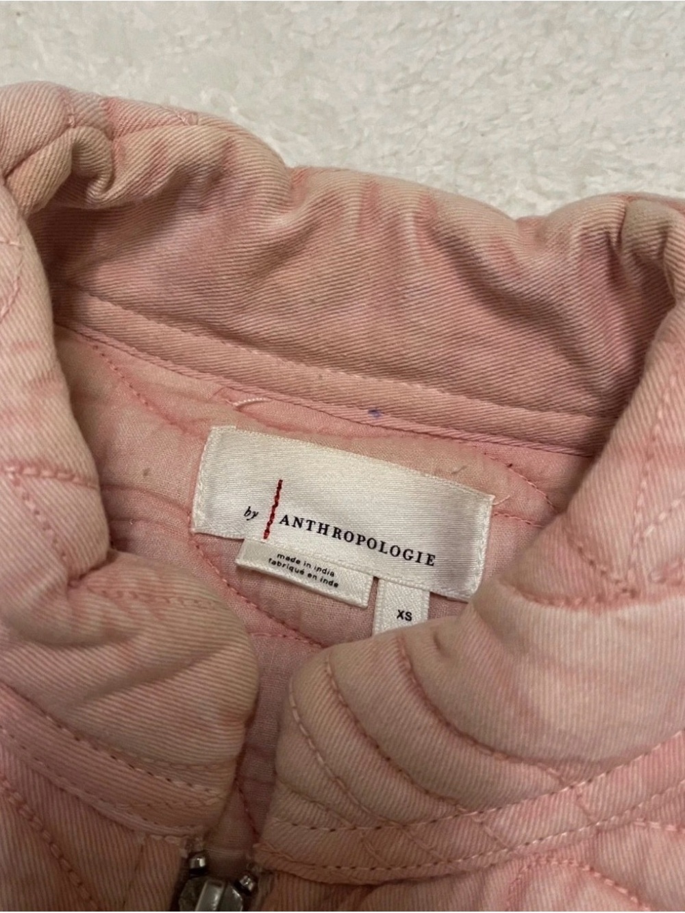 Anthropologie Floral Quilted Full Zip Jacket Coat Women’s Extra Small Dusty Pink - Picture 6 of 8